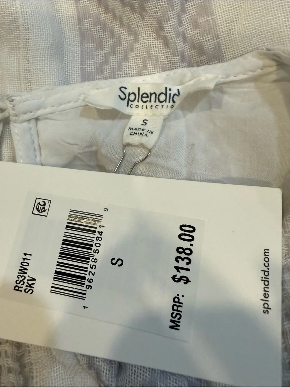 Splendid White and Light Gray / Lilac Striped Sleeveless Crop NWT